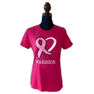 ampro womens breast cancer warrior top S/M pink ribbon ring spun cotton new